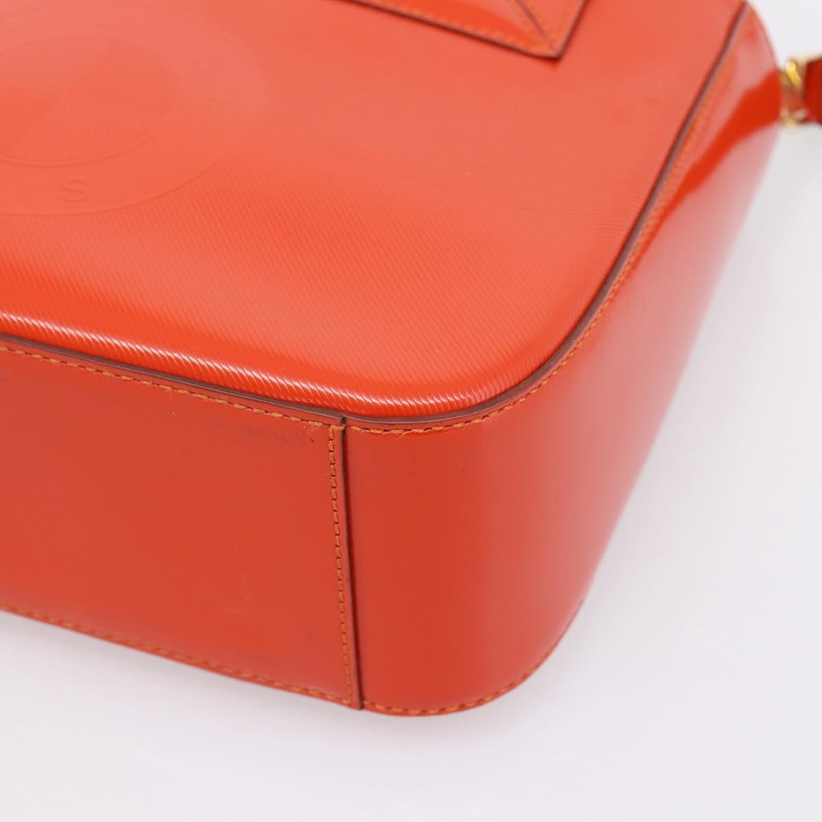 Celine Top Handle Leather, Orange, Leather, Handbag