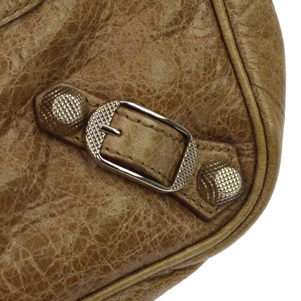 Balenciaga Hip Classic Studs Leather, Brown, Leather, Crossbody Bag