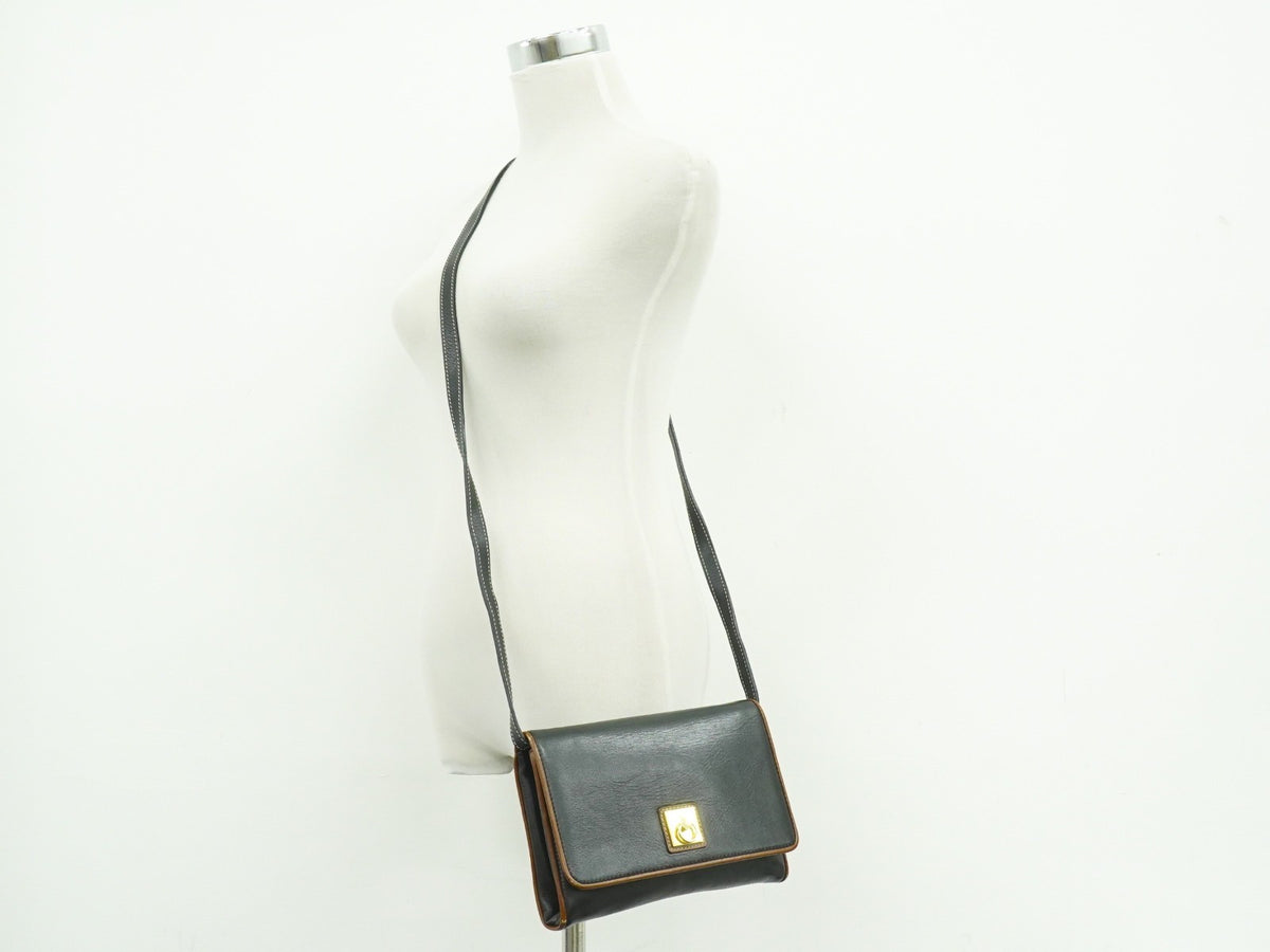 Celine Flap Shoulder Leather, Black, Leather, Shoulder Bag