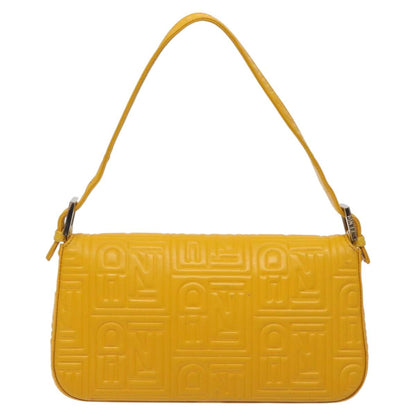 Fendi Baguette NM Bag Zucca Embossed Leather, YELLOW, LEATHER, Shoulder bag