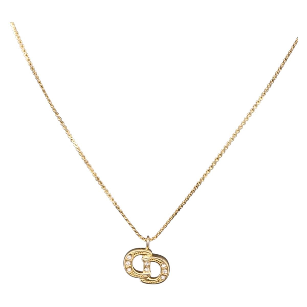 Christian Dior CD Pendant Metal, Gold, Metal, Necklace
