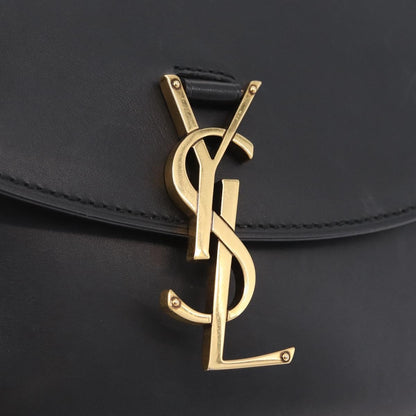 Saint Laurent Kaia Leather with Brogue Detail, Black, Leather, Shoulder Bag