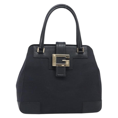 Gucci Vintage G logo Canvas, Black, Leather, Shoulder Bag