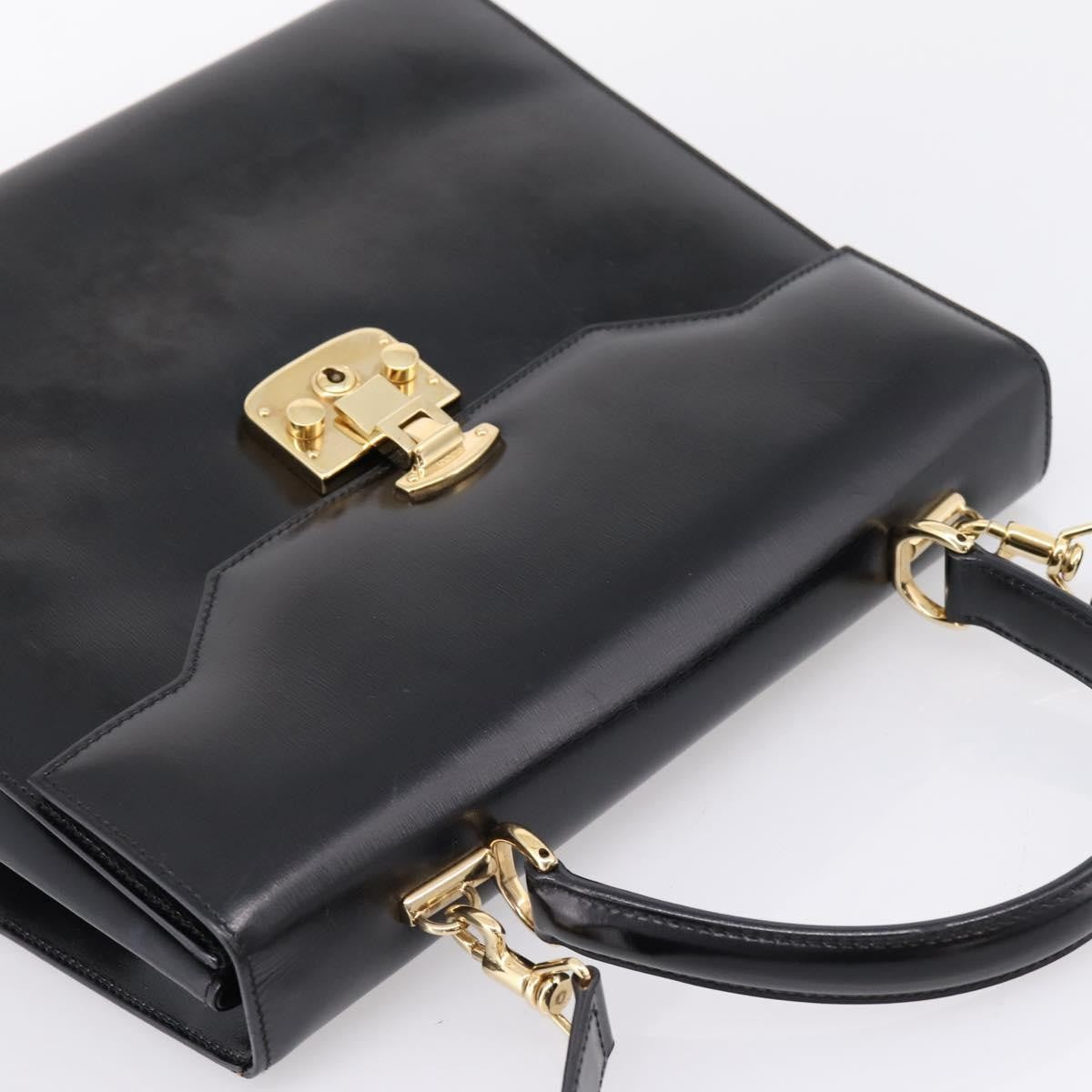 Gucci Vintage Lady Lock Top Handle Leather, Black, Leather, Handbag