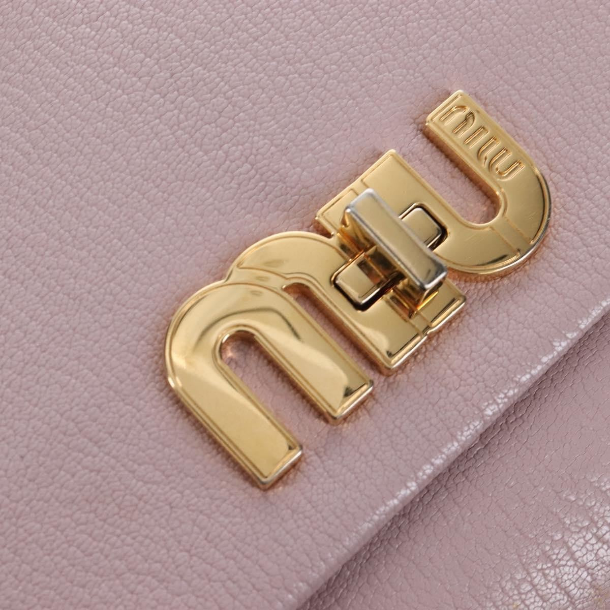 Miu Miu Logo Flap Leather, Pink, Leather, Crossbody Bag