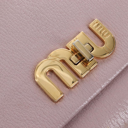 Miu Miu Logo Flap Leather, Pink, Leather, Crossbody Bag