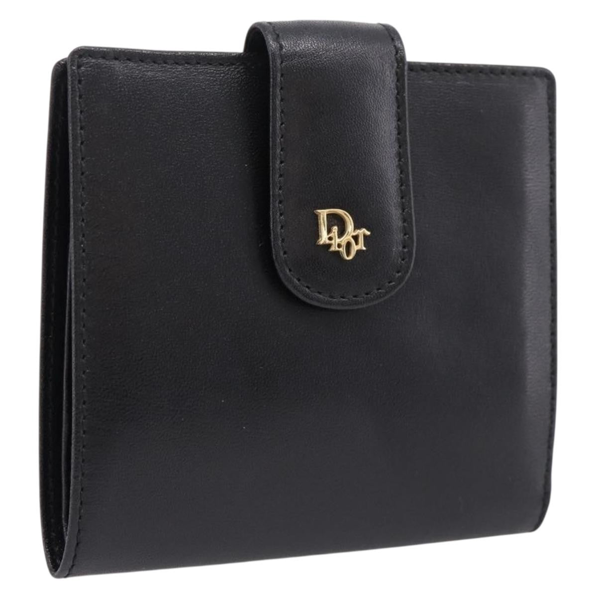 Christian Dior Bifold Card Holder Leather, Black, Leather, Card Holder
