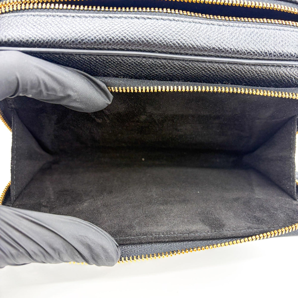 Christian Dior Caro Double Leather, Black, Leather, Crossbody Bag