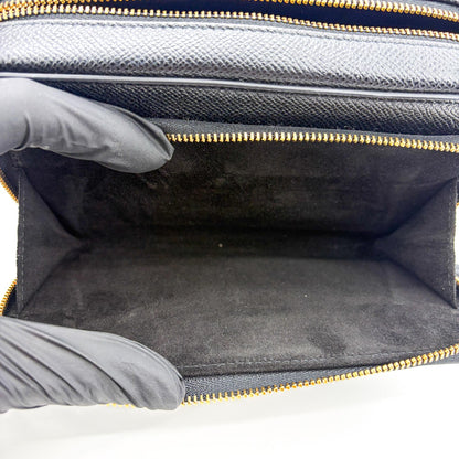Christian Dior Caro Double Leather, Black, Leather, Crossbody Bag
