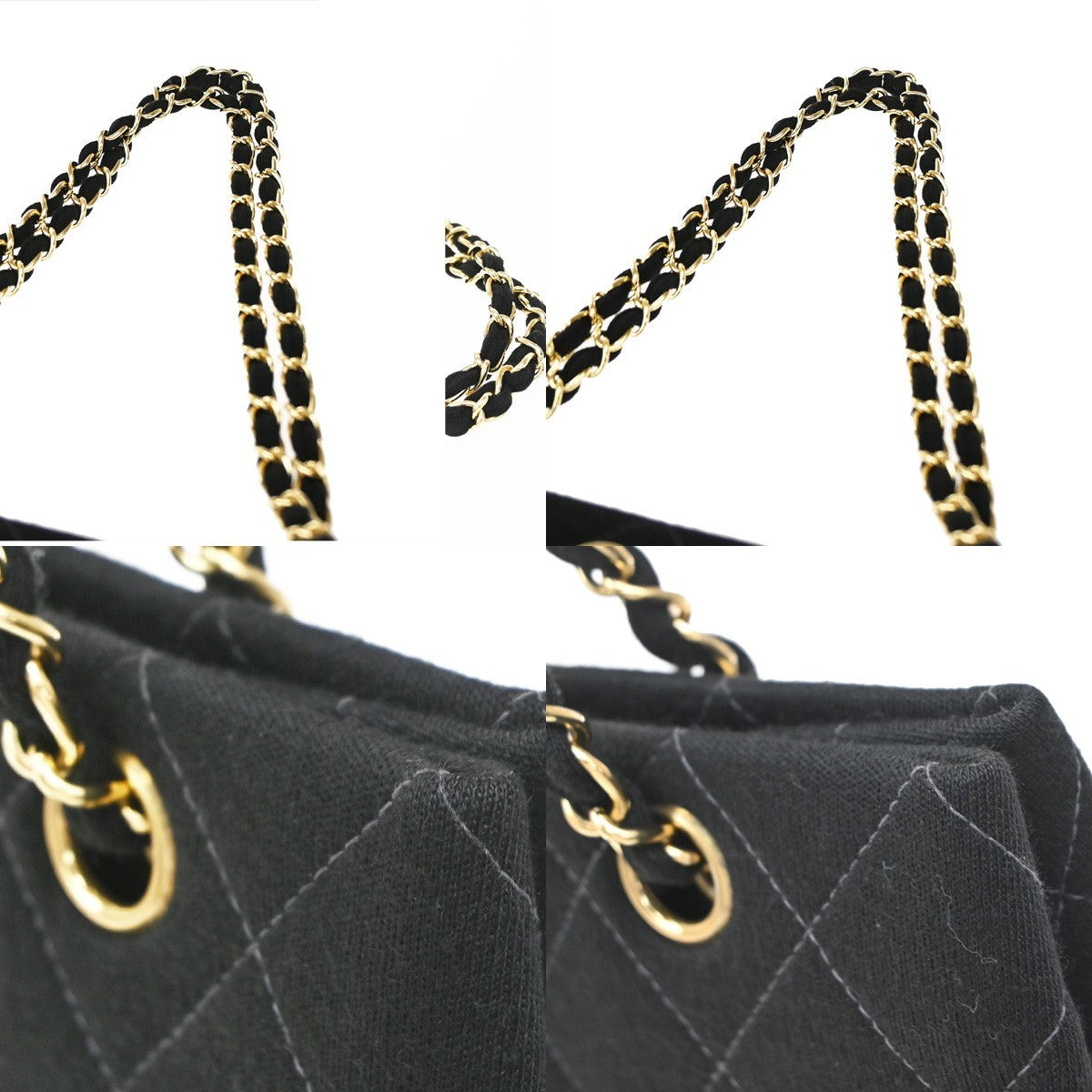 Chanel Vintage CC Chain Quilted Canvas, Black, Canvas, Tote Bag