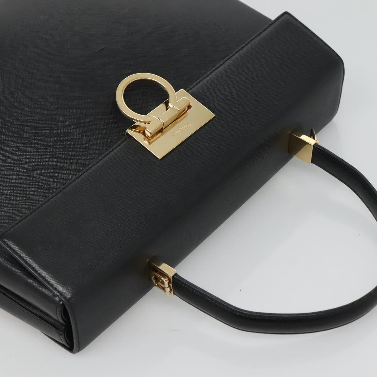 Salvatore Ferragamo Gancini Convertible Top Handle Leather, Black, Leather, Handbag