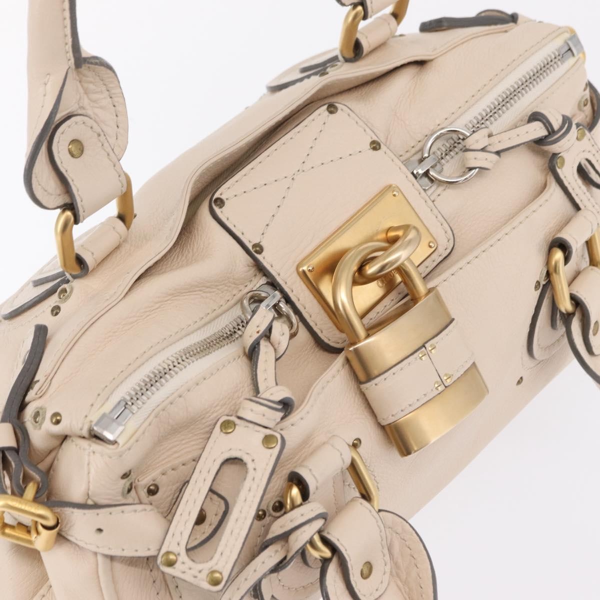 Chloe Paddington Lock Leather, Beige, Leather, Handbag