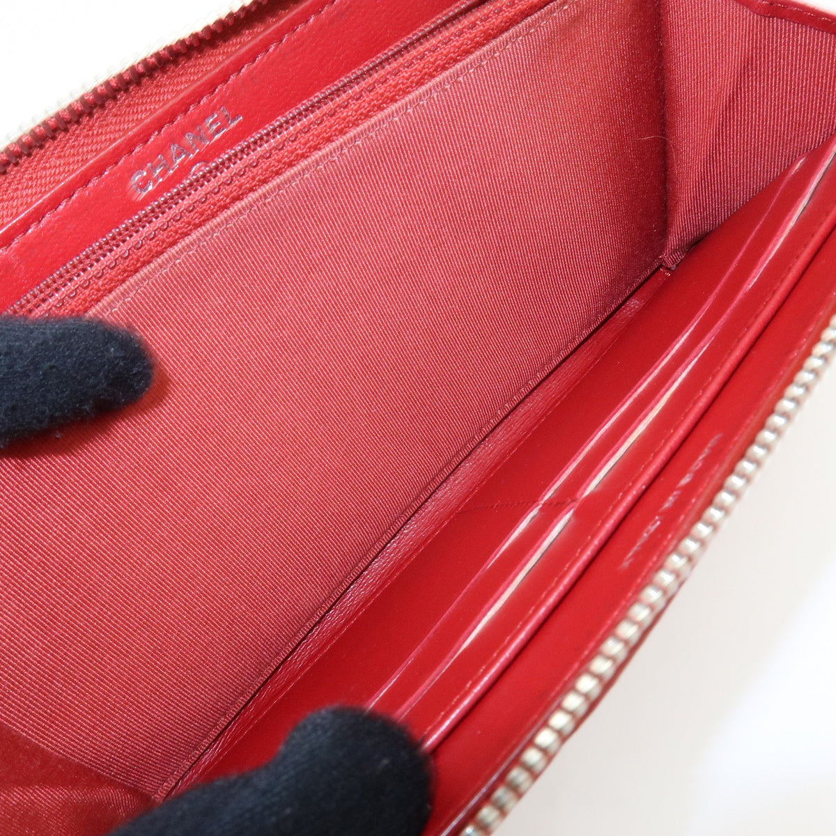Chanel Zip Around Quilted Lambskin, Red, Leather, Wallet