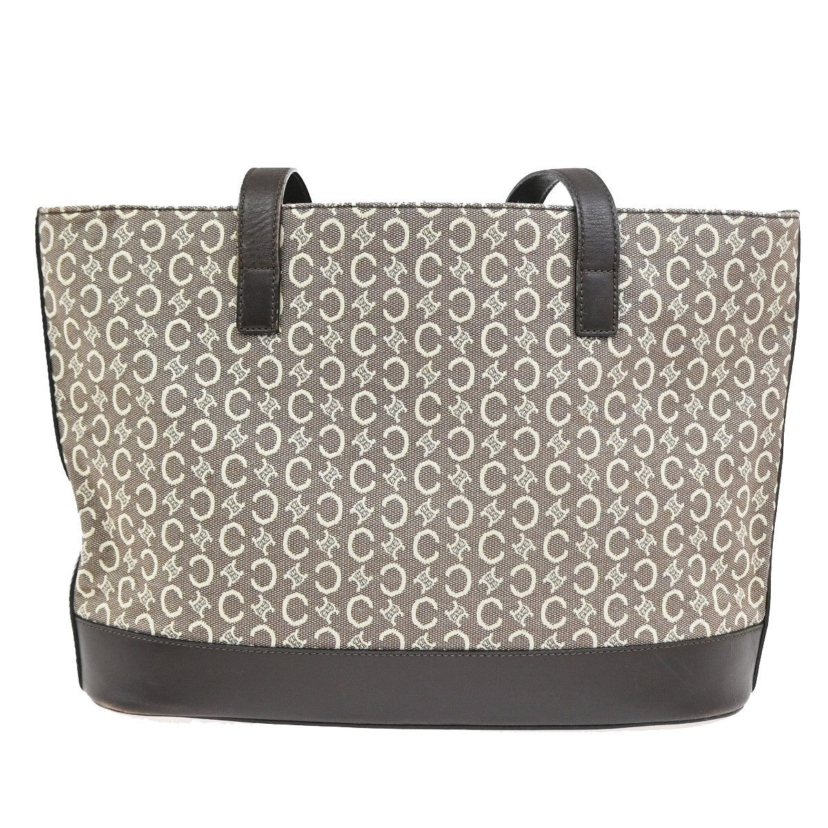 Celine Vintage Macadam Shopper Coated Canvas, Brown, Canvas, Tote Bag