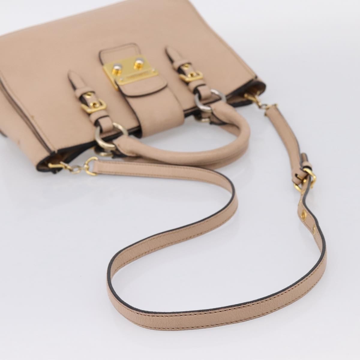 Miu Miu Madras Convertible Lock Leather, Beige, Leather, Tote Bag