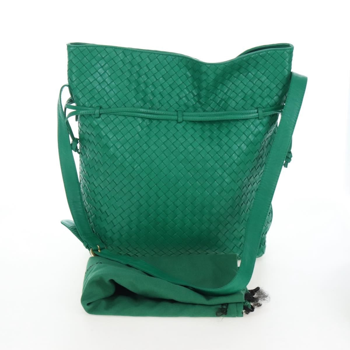 Bottega Veneta Intrecciato Shoulder Leather, Green, Leather, Shoulder Bag