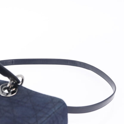 Christian Dior Lady Dior Denim, Blue, Denim, Handbag