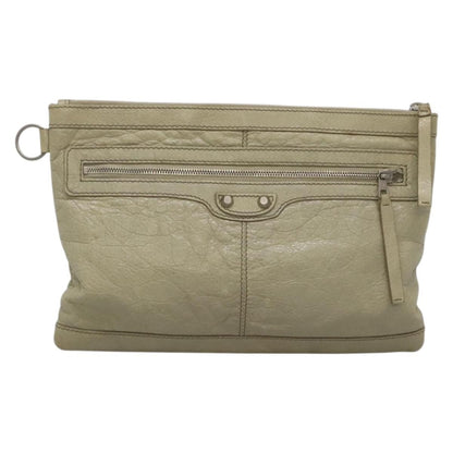 Balenciaga Classic City Clip Leather, Beige, Leather, Clutch