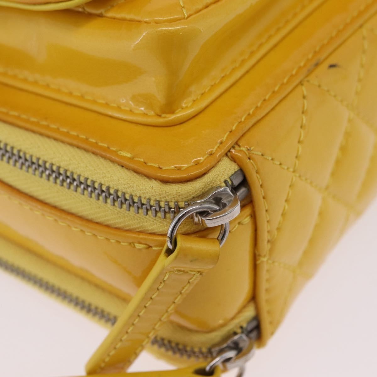 Chanel Pocket Box Camera Case Quilted Patent, Yellow, Patent Leather, Crossbody Bag