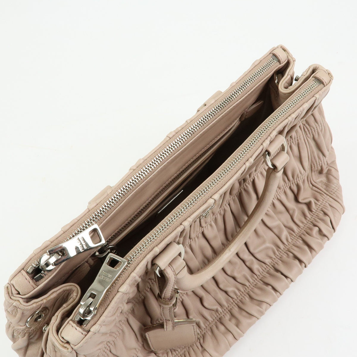 Prada Gaufre Nappa Leather, Beige, Leather, Tote Bag