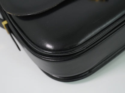 Celine Shoulder Leather, Black, Leather, Shoulder Bag