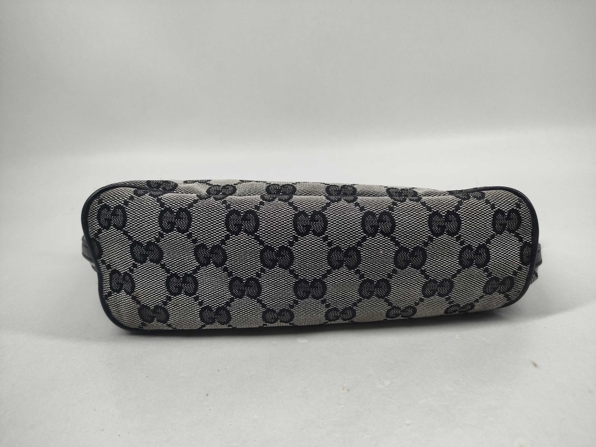 Gucci Boat Pochette GG Canvas and leather, Gray, Canvas, Clutch