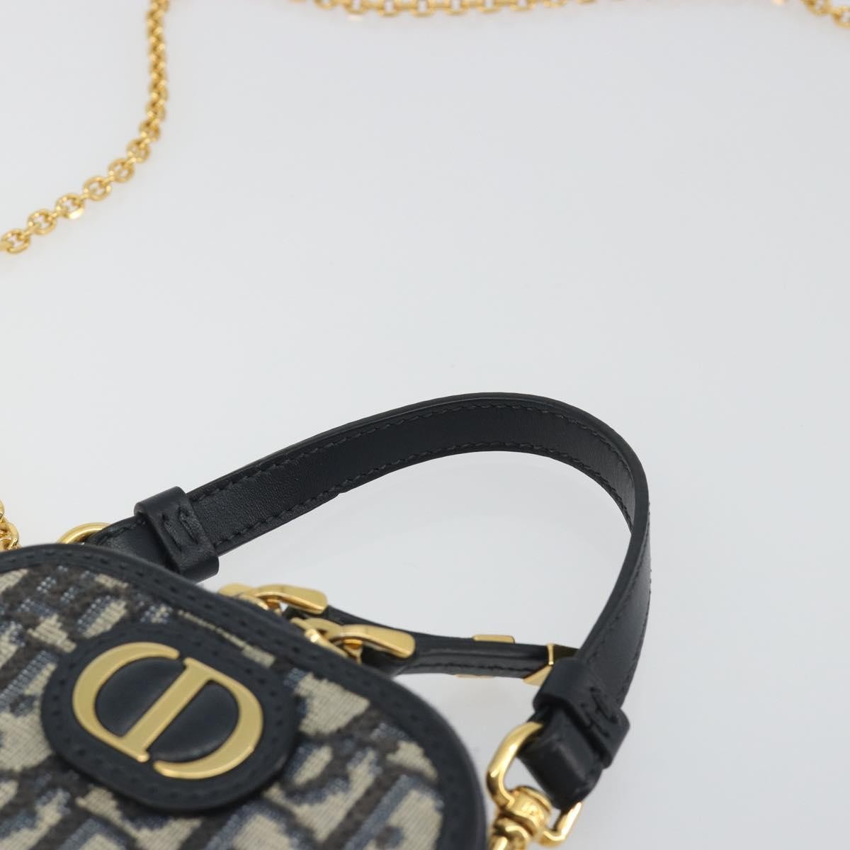 Christian Dior 30 Montaigne Phone Holder on Chain Oblique Canvas, Navy, Canvas, Clutch