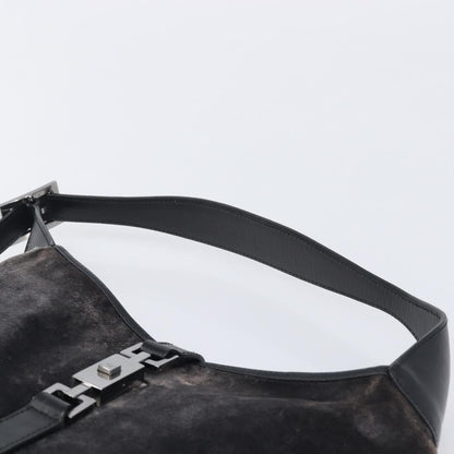 Gucci Vintage Jackie Shoulder Velvet and Leather, Black, Velvet, Handbag