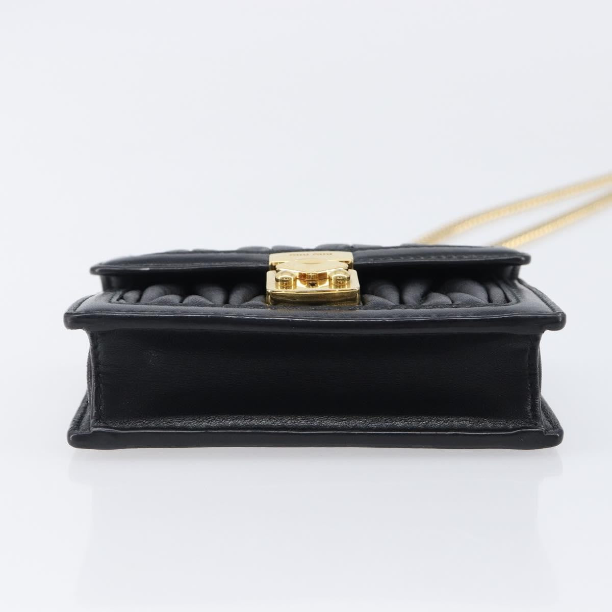Miu Miu Biker Chain Matelasse Leather, Black, Leather, Shoulder Bag