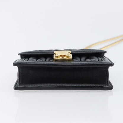 Miu Miu Biker Chain Matelasse Leather, Black, Leather, Shoulder Bag
