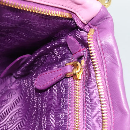 Prada Fold Over Chain Flap Soft Calf, Purple, Leather, Handbag