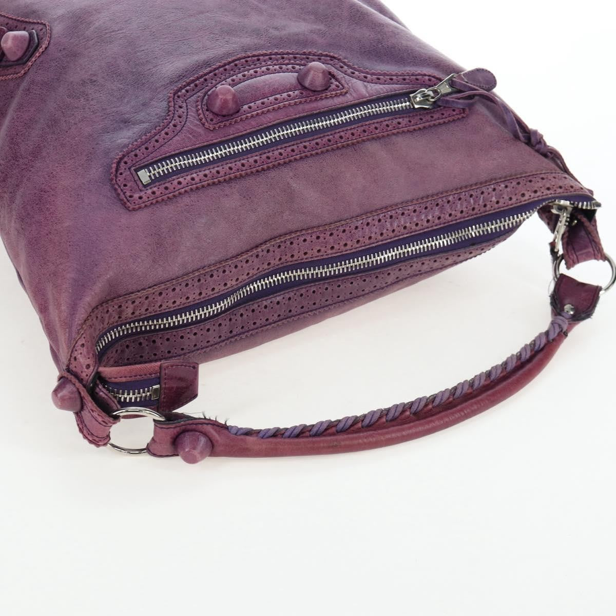 Balenciaga Covered Giant Brogues Day Hobo Leather, Purple, Leather, Shoulder Bag