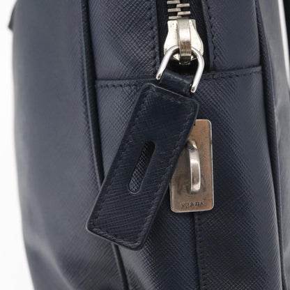 Prada Convertible Zip Around Saffiano Leather, Navy, Leather, Briefcase