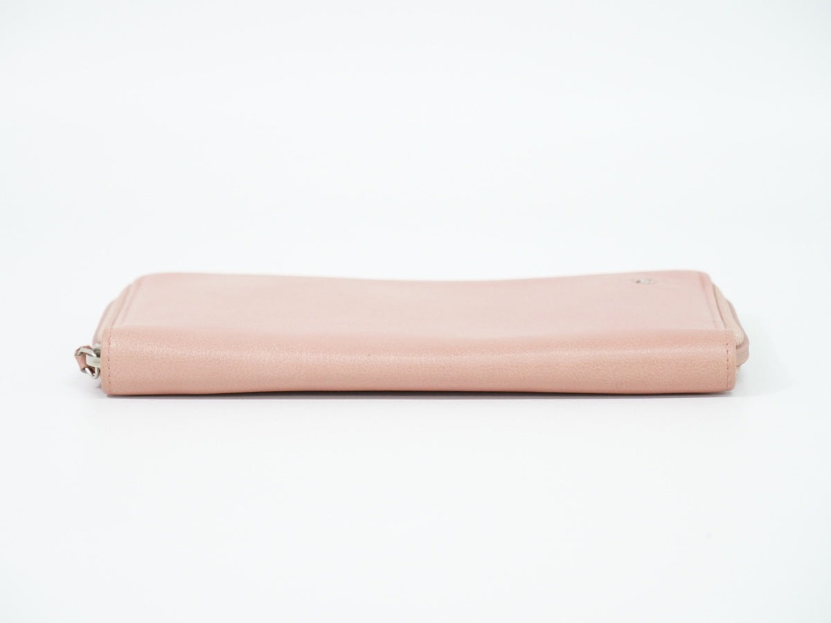 Chanel Camellia Zip Around Organizer Leather, Pink, Leather, Wallet