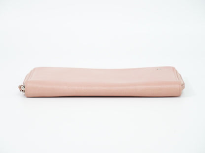 Chanel Camellia Zip Around Organizer Leather, Pink, Leather, Wallet