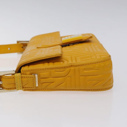 Fendi Baguette NM Bag Zucca Embossed Leather, YELLOW, LEATHER, Shoulder bag