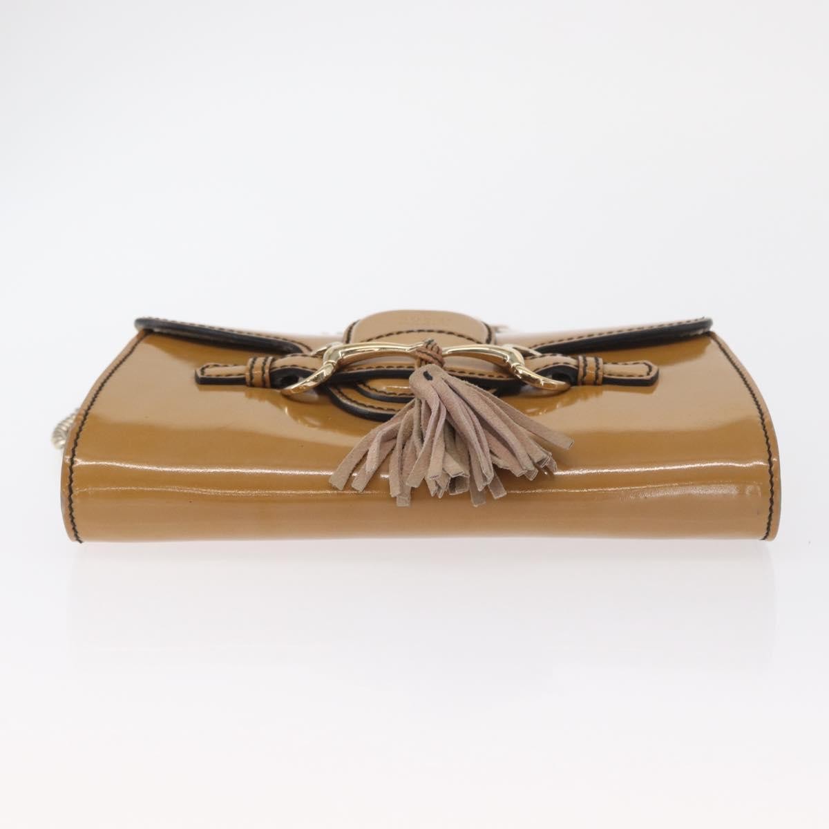 Gucci Emily Chain Flap Patent, Beige, Patent Leather, Shoulder Bag