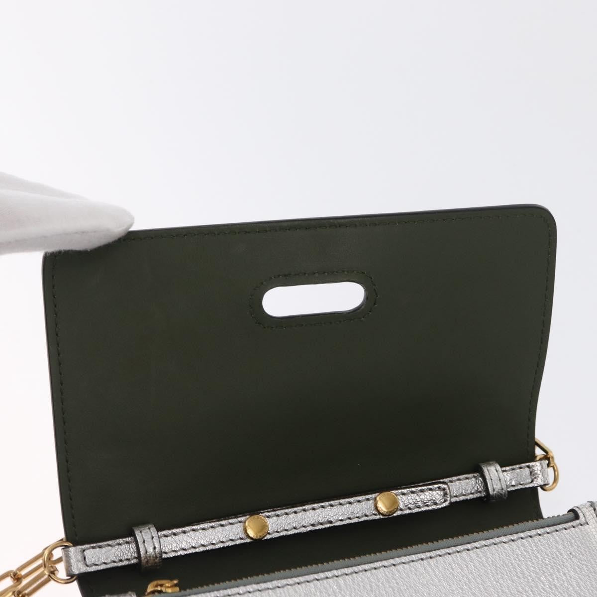 Burberry D-Ring Chain Leather, Silver, Leather, Shoulder Bag