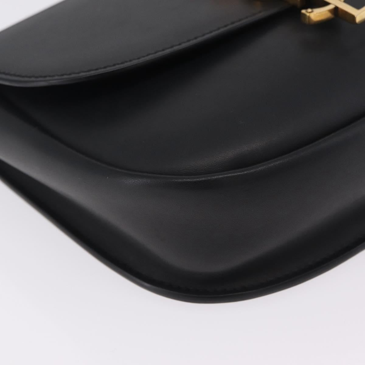 Saint Laurent Kaia Leather with Brogue Detail, Black, Leather, Shoulder Bag