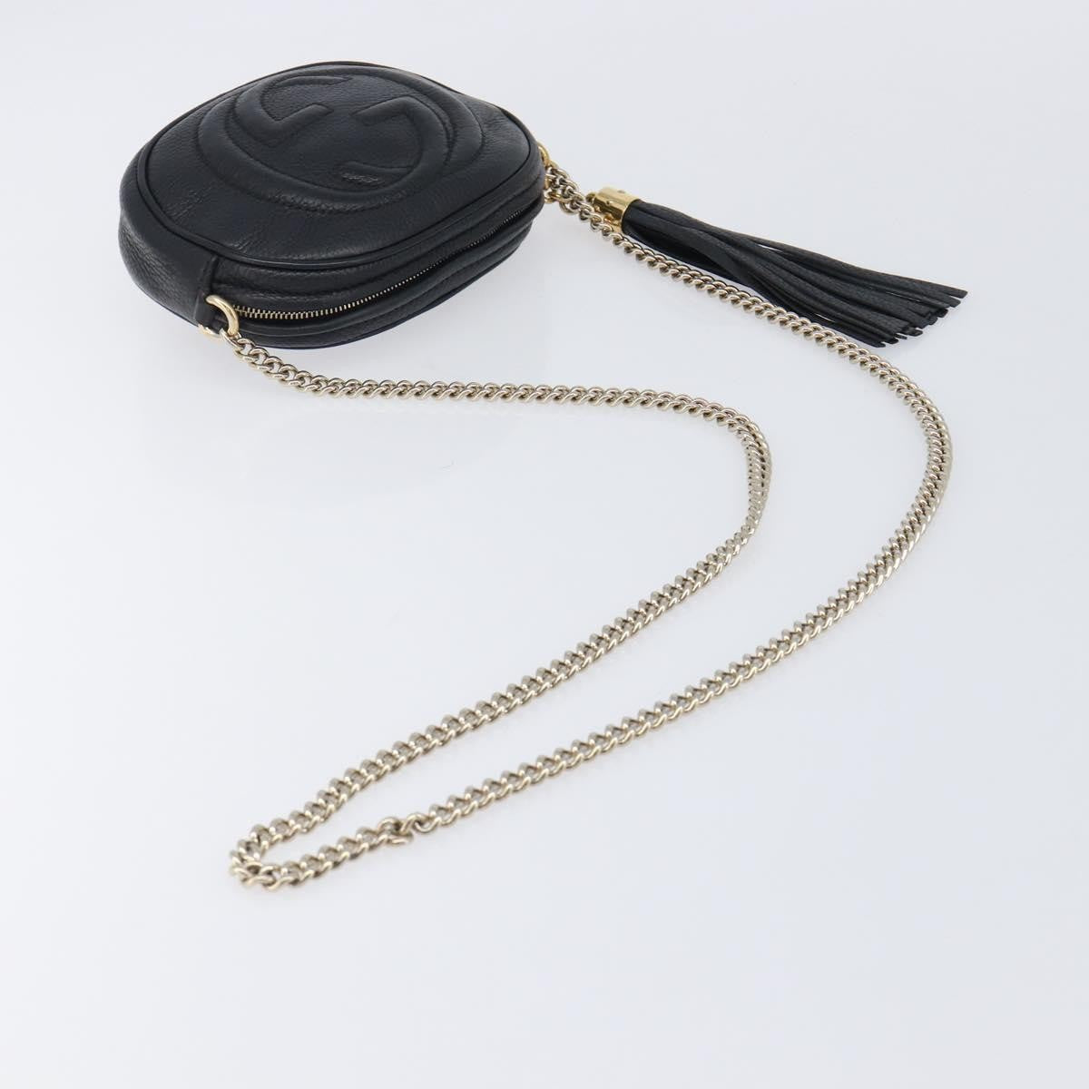Gucci Soho Chain Leather, Black, Leather, Handbag