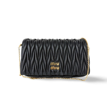 Miu Miu Nappa Matelassè Leather, Black, Leather, Shoulder Bag