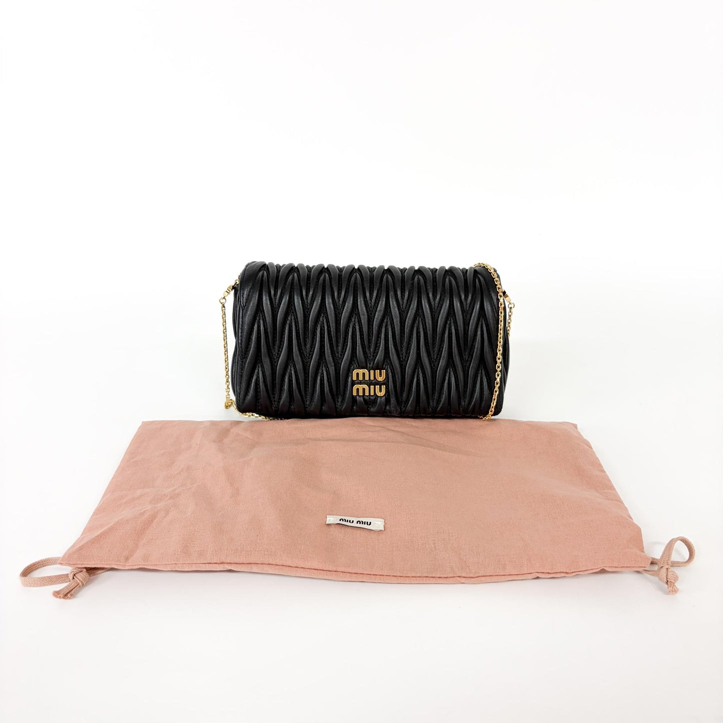 Miu Miu Nappa Matelassè Leather, Black, Leather, Shoulder Bag