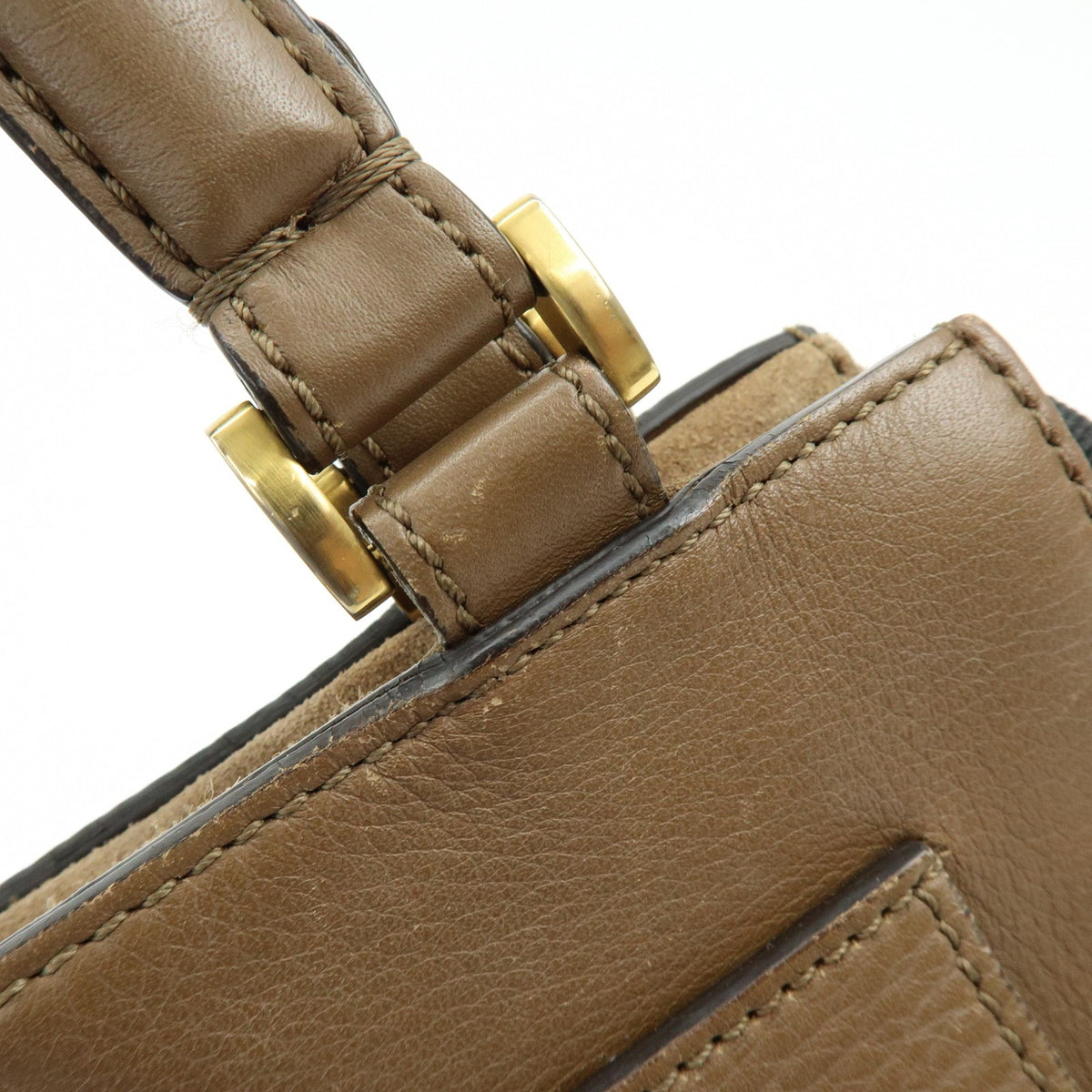 Fendi Boxy Leather with Pequin Canvas, Brown, Leather, Tote Bag