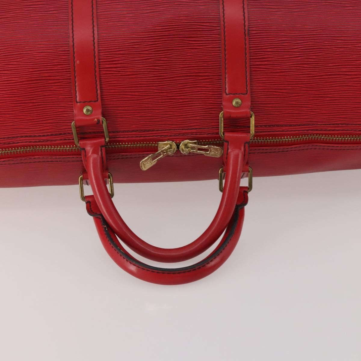 Louis Vuitton Keepall Epi, Red, Leather, Travel Bag