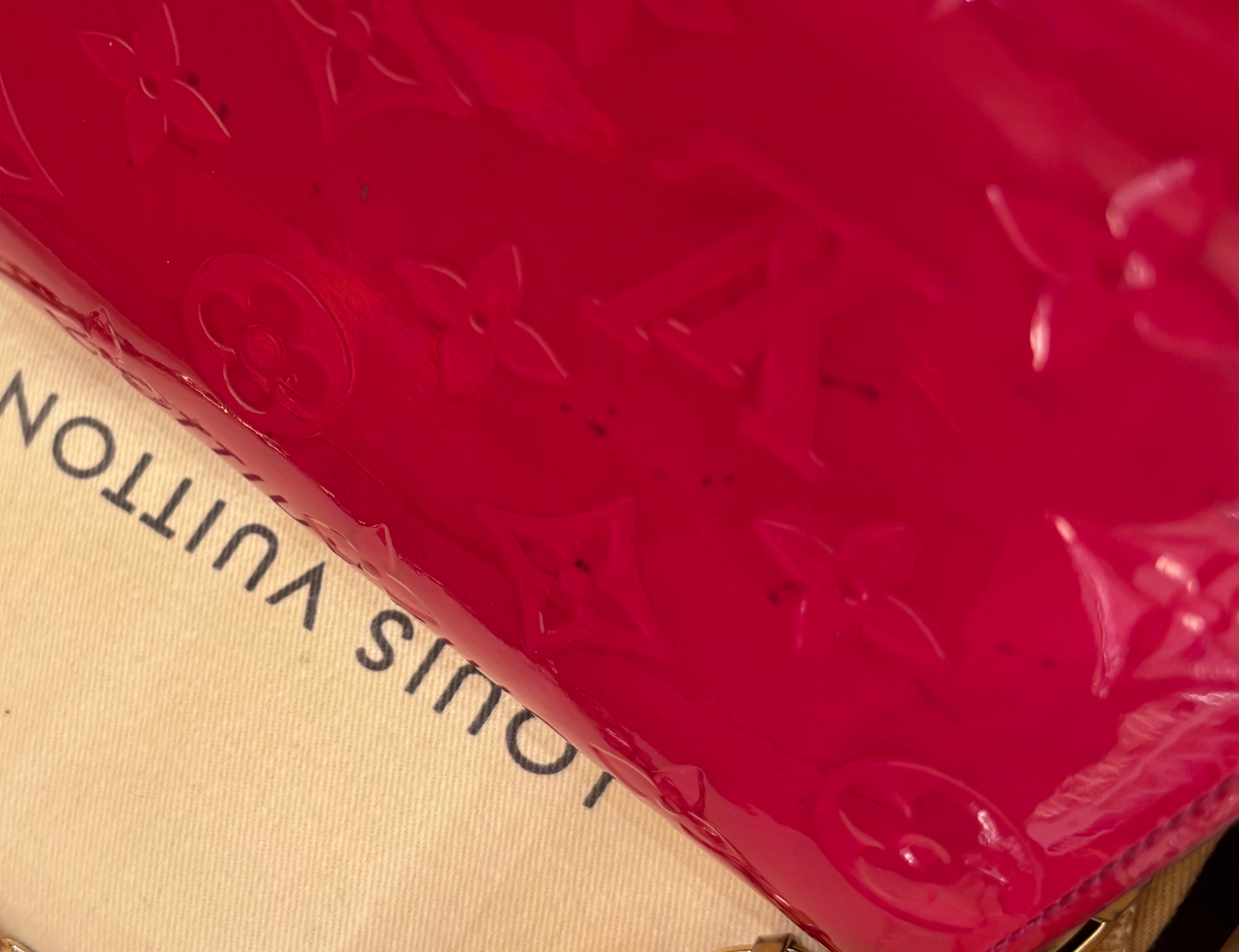 Louis Vuitton Ana Bag Monogram Vernis, Red, Leather, Handbag