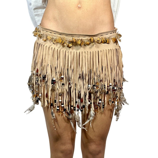 DOLCE & GABBANA Beaded Feather Fringe Skirt - Brandsamsara