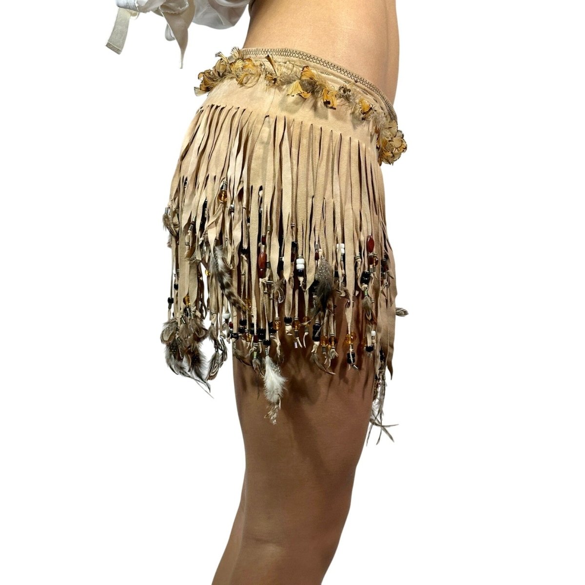 DOLCE & GABBANA Beaded Feather Fringe Skirt - Brandsamsara