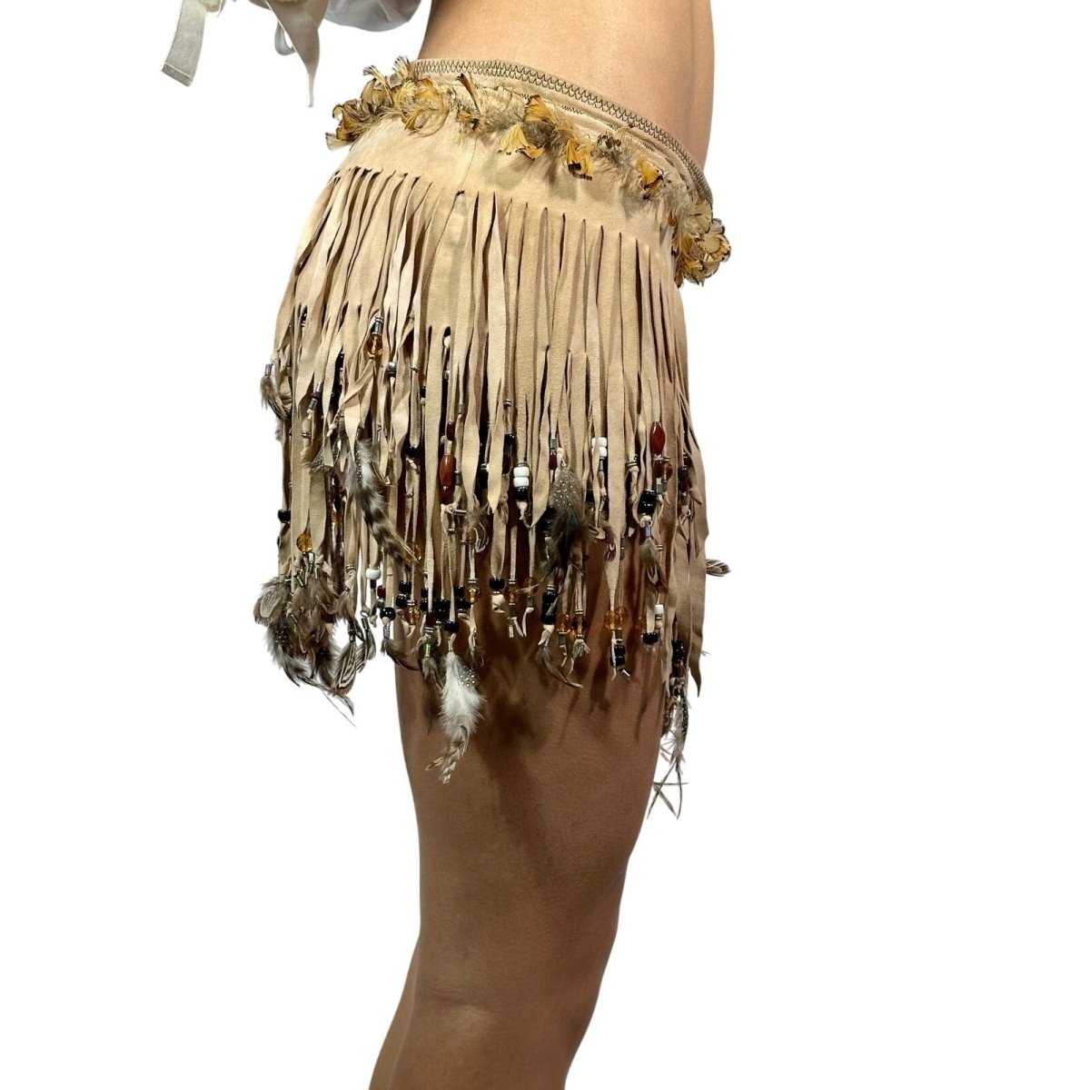 DOLCE & GABBANA Beaded Feather Fringe Skirt - Brandsamsara