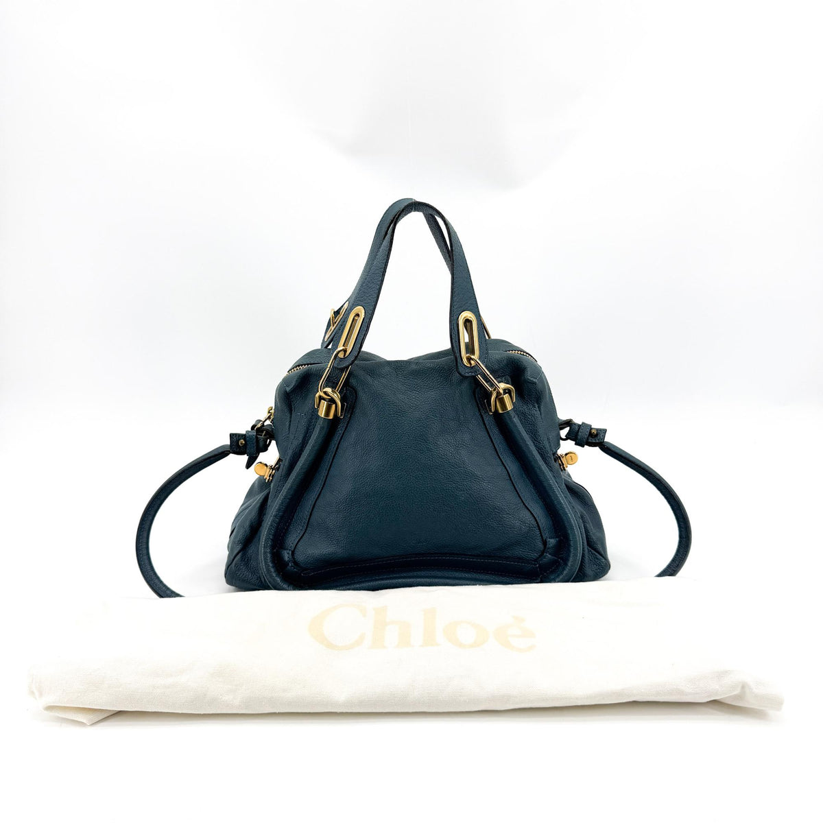 Chloe Paraty Quilted Leather, Blue, Leather, Handbag