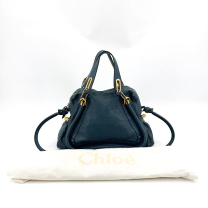 Chloe Paraty Quilted Leather, Blue, Leather, Handbag
